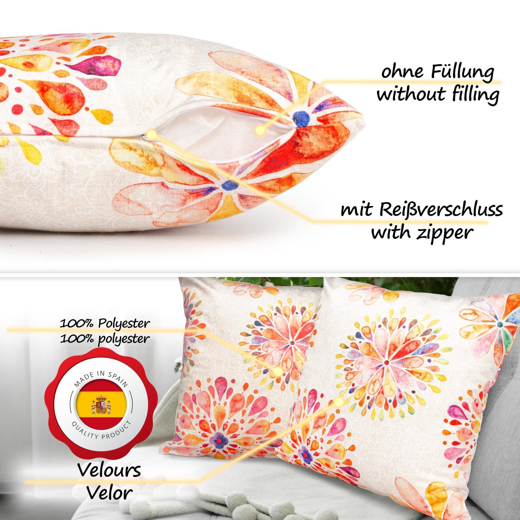 ANRO Dekokissen Verschiedene Kissenbezug Velours mit Motiv Zierkissen, Microfaser-Flanell