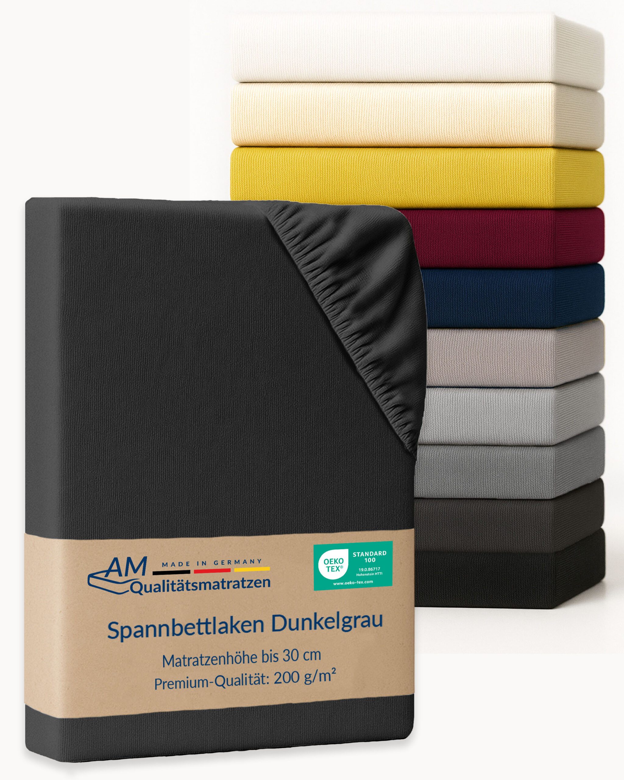 AM Qualitätsmatratzen Spannbettlaken Baumwolle in dunkelgrau, günstig online kaufen