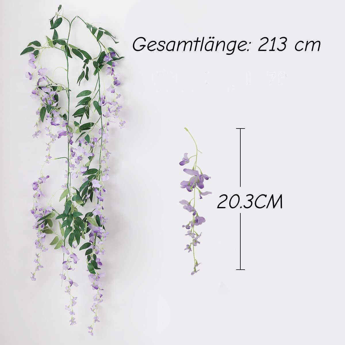 Kunstblumenstrauß 2 Stück Künstliche Glyzinien Blumen,Glyzinien Girlande Kunstpflanzen, Bomiclss, für Hausgarten Hochzeit Dekorationen Party Decor – Bild 2 von 5