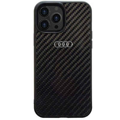 Audi Handyhülle Case iPhone 14 Pro Carbon Optik schwarz silber 6,1 Zoll, Kantenschutz