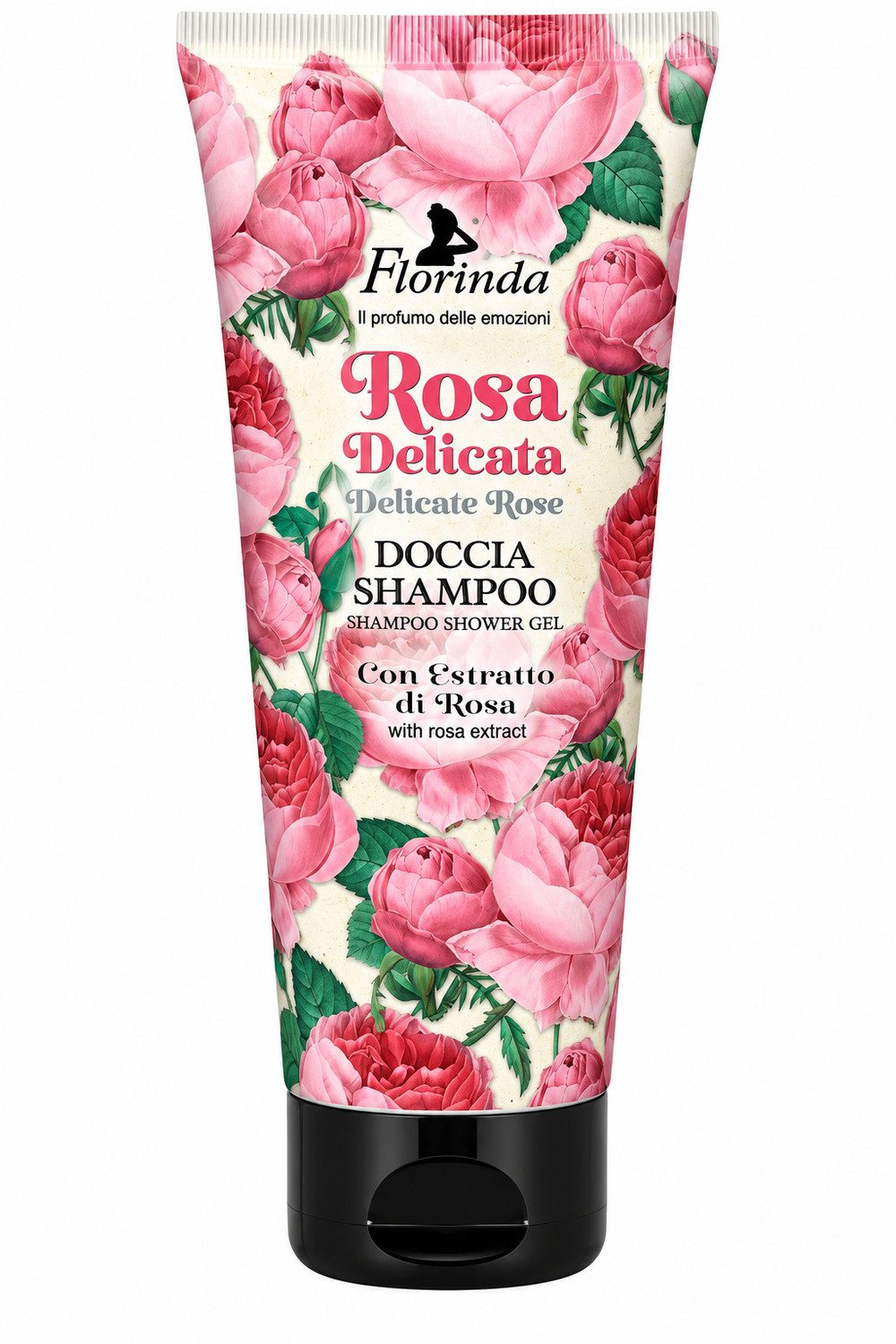 Florinda Duschgel Rosa Delicata – Doccia Shampoo, 1-tlg., Italienische Luxus-Flüssigseife 500 ml