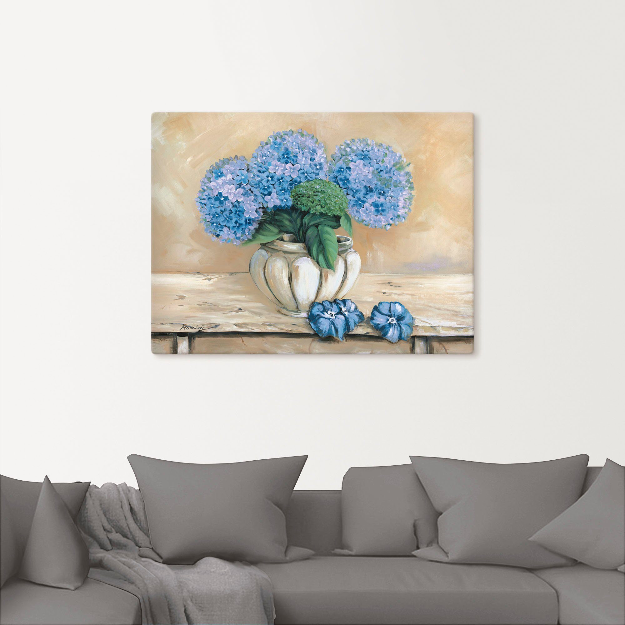 Artland Wandbild Blaue St), Poster Hortensien, Leinwandbild, Blumen in oder Wandaufkleber Größen Alubild, versch. (1 als