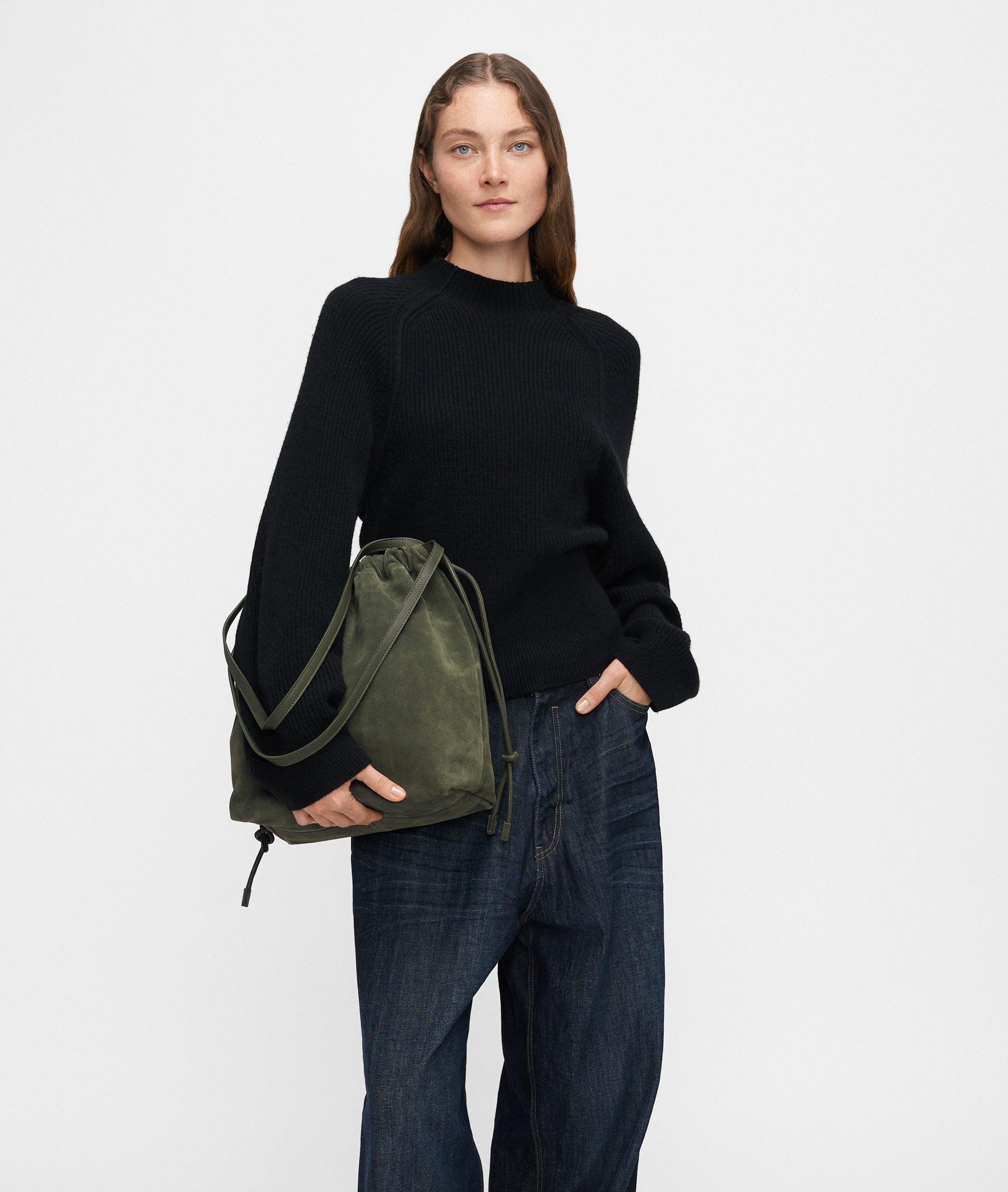 Liebeskind Berlin Schultertasche Lya Hobo M, Geräumige Beuteltasche aus weichem Veloursleder