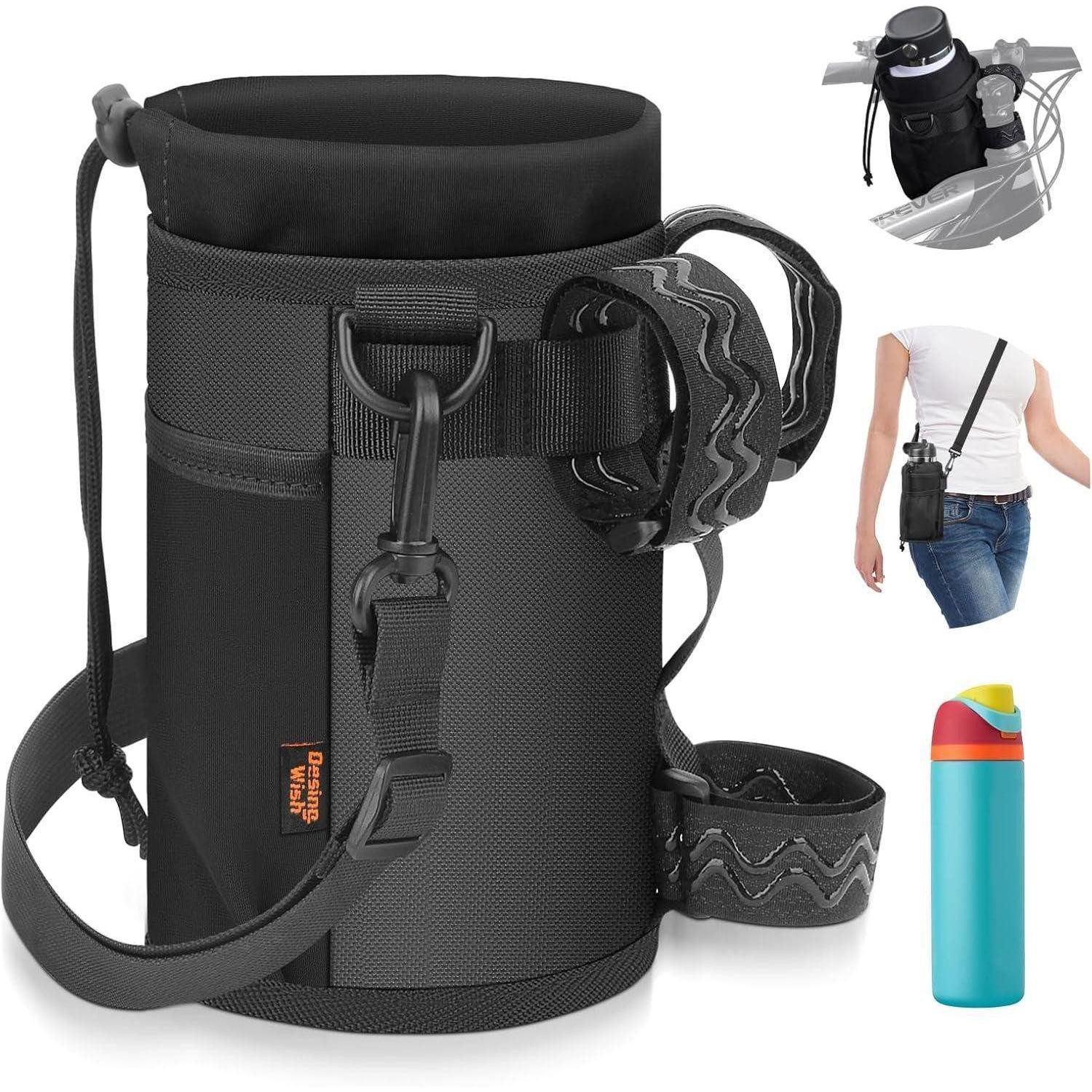 LuxusKollektion Fahrrad-Flaschenhalter Flaschenhalter Schwarz Passt 12-40oz bottles mit Schulterriemen
