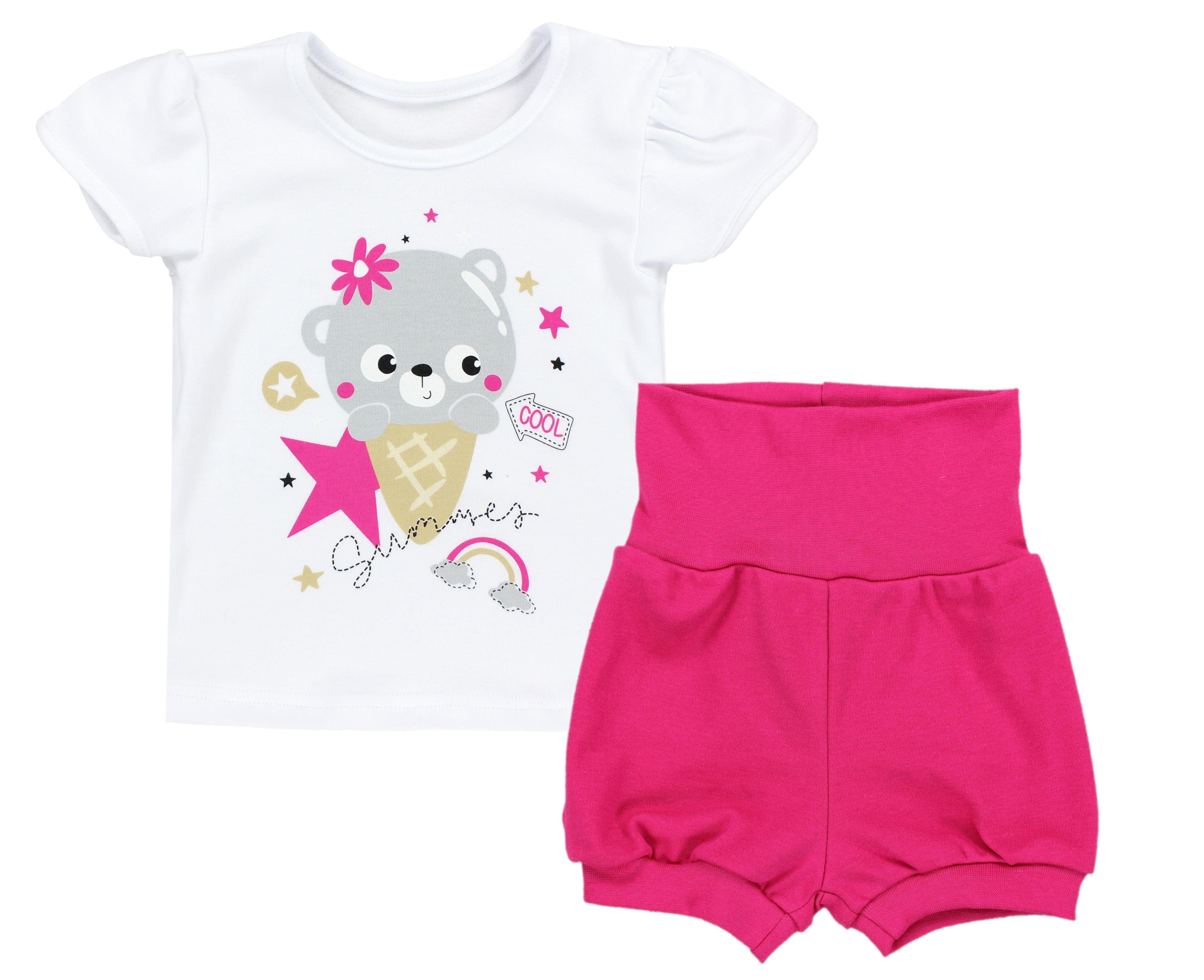 T-Shirt / & Sommer Set Baby Shirt Bärchen TupTam Eis Pink Weiß mit Mädchen / TupTam Shorts Bekleidung Hose