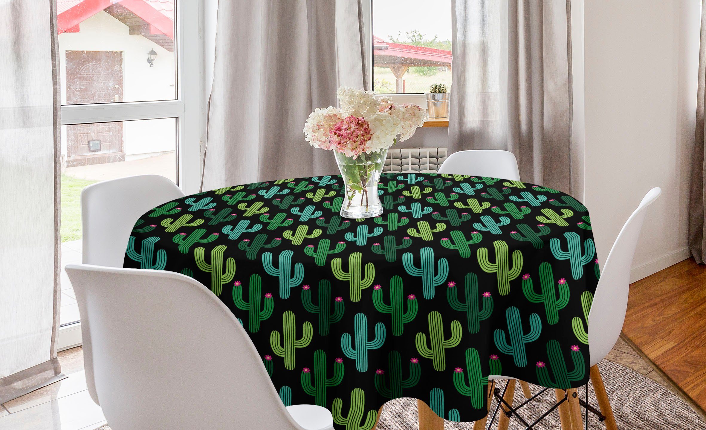Abakuhaus Tischdecke Kreis Tischdecke Abdeckung für Esszimmer Küche Dekoration, Kaktus Cacti Pflanzen warmes Klima