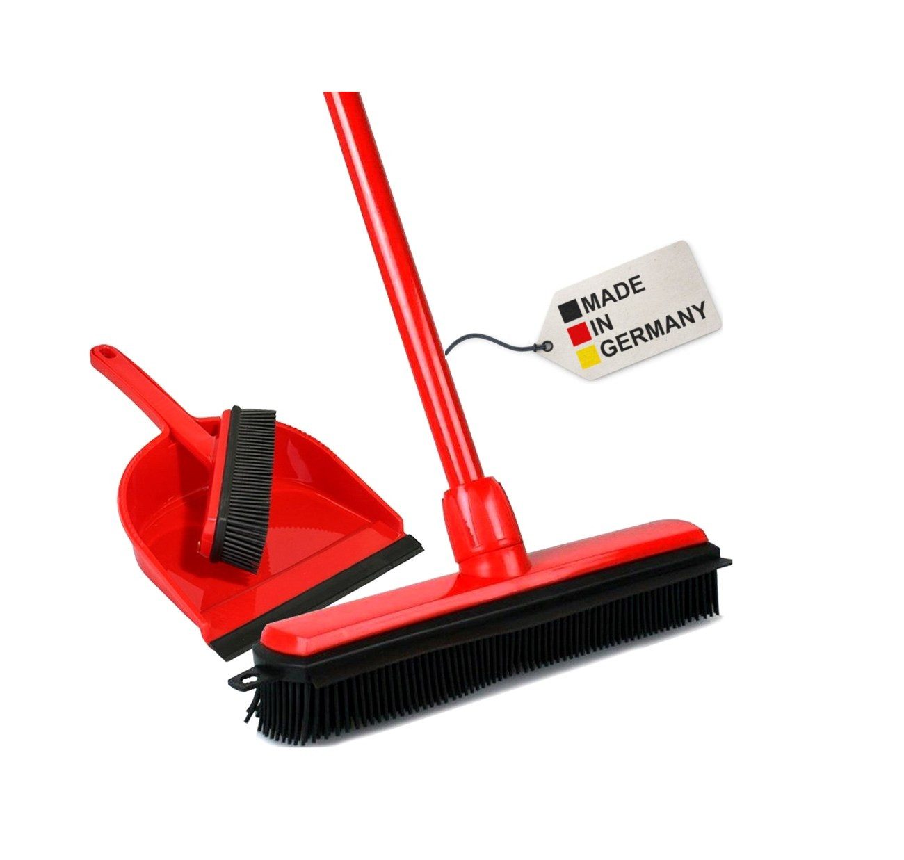 BawiTec Kehrgarnitur Gummibesen Set Noppenbesen Kehrset Teleskopstiel Friseurbesen, (Komplett-Set), Gumminoppen