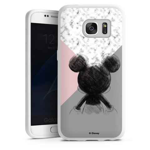 DeinDesign Handyhülle Disney Marmor Mickey Mouse Mickey Mouse Scribble, Samsung Galaxy S7 Silikon Hülle Bumper Case Handy Schutzhülle