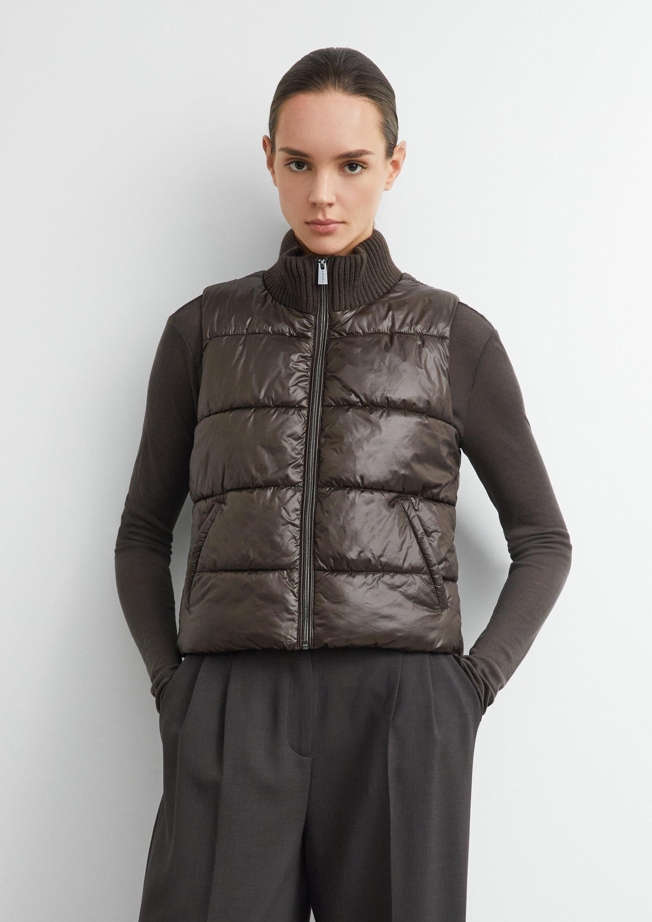comma Outdoorjacke Outdoor-Weste Pufferweste mit Strickkragen