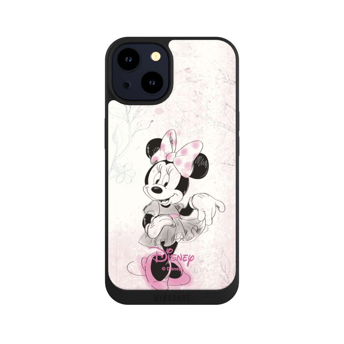 NIVOCASE Handyhülle Minnie Mouse Disney Vintage Minnie Watercolor, Apple iPhone 14 Handyhülle Hülle NIVOpure Case Schwarz