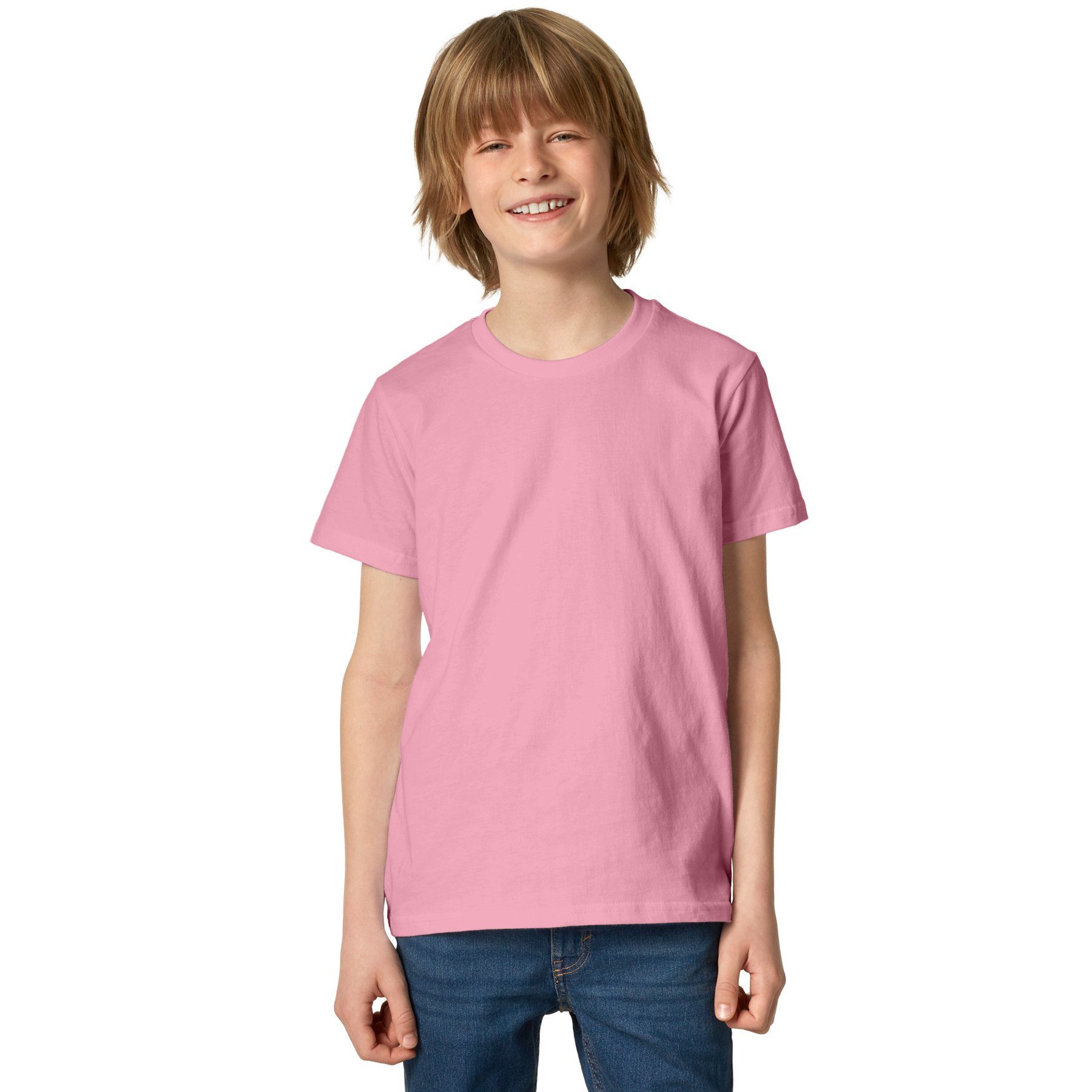 dressforfun T-Shirt Kurzarmtop, Für viele Outfits & Auftritte, Rundhals mit (Freizeitoberteil, Konfektionsgröße 128 (8-10 Jahre) in rosa) Einfarbiges T-Shirt fü – Bild 3 von 5