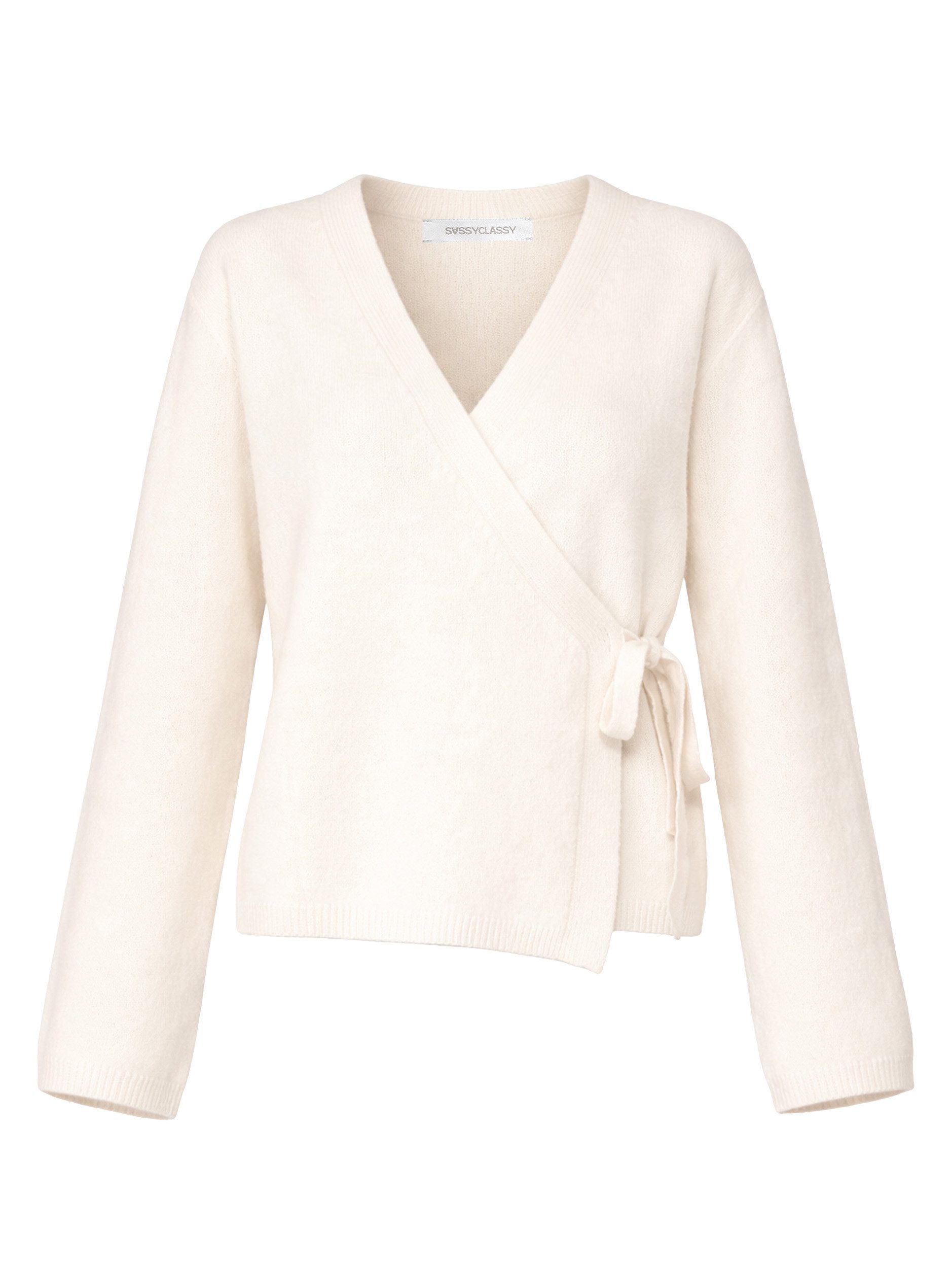 SASSYCLASSY Cardigan Wickelcardigan für Damen Feminine Strickjacke mit indi günstig online kaufen