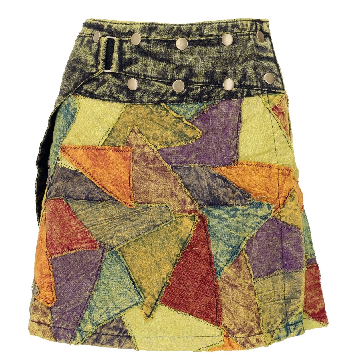 Guru-Shop Minirock Kurzer Patchwork Elfen Wickelrock, Patchwork.. alternative Bekleidung