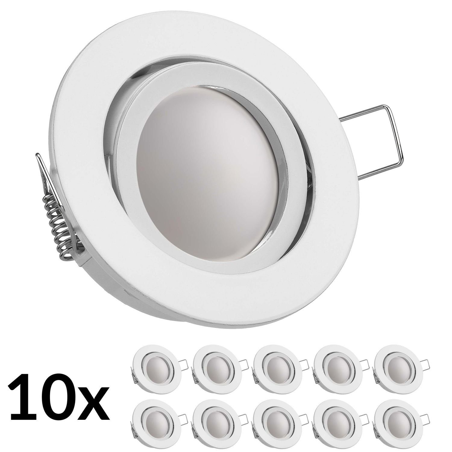 LEDANDO LED Einbaustrahler 10er LED Einbaustrahler Set Weiß mit LED GU10 Markenstrahler von LEDAN