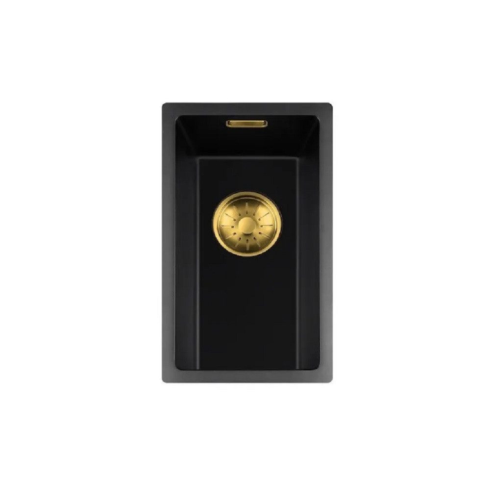 togo Küchenspüle 17BQ-FU-Gold, rechteckig, 21/44 cm, Schwarze Quarz Spüle