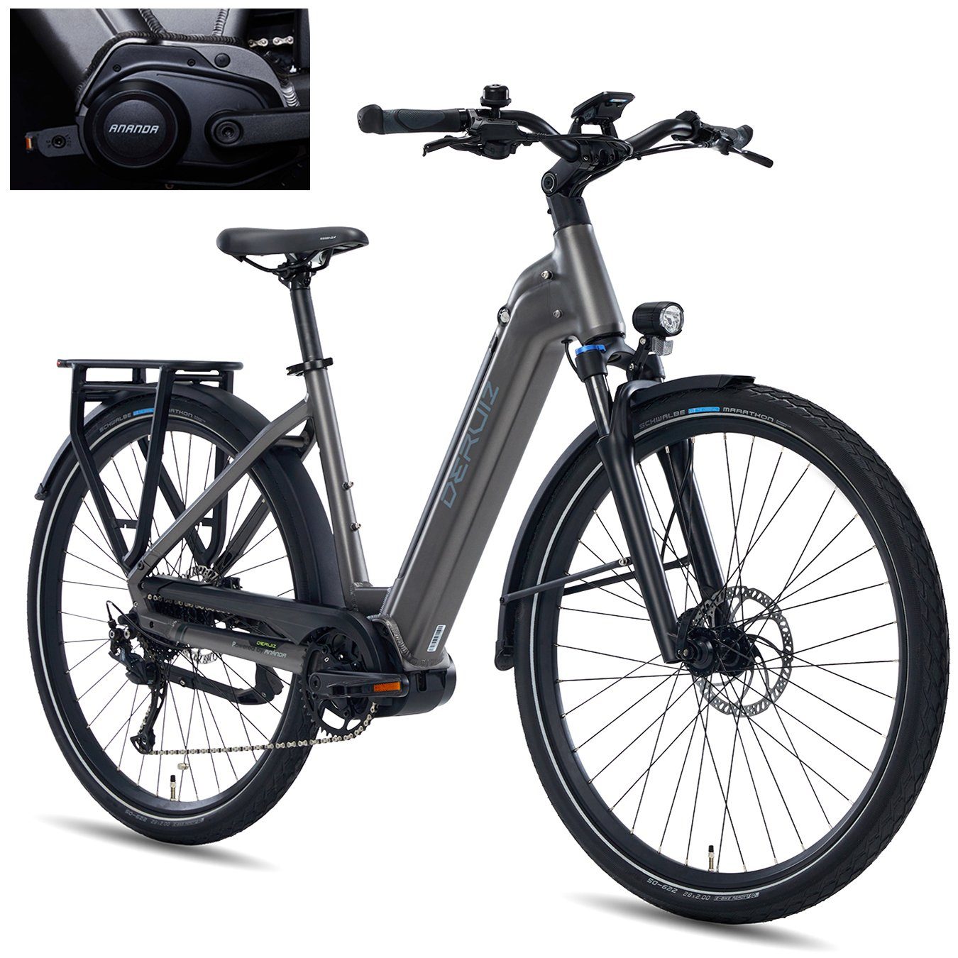 Mittelmotor, mit 644,00 Schaltwerk, (mit Wh Akku, Mittelmotor, 28 80Nm 250W 48V MICA-G 644Wh DERUIZ Batterie, Zoll SHIMANO Batterien Kettenschaltung, E-Bike Akku-Ladegeräd, Werkzeug), mit 9-Gang 644Wh / 9 ALTUS, E-Bike SHIMANO Gang