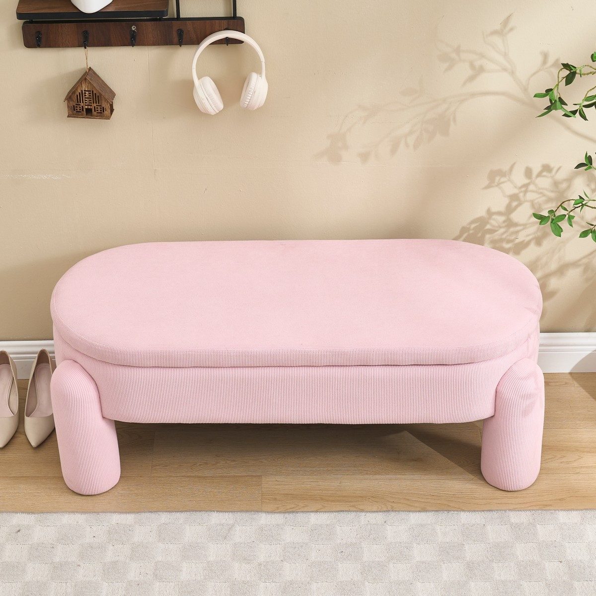 BlingBin Polsterbank Aufbewahrungsbank mit Stauraum - Modern aus Chenille & Massivholz (1er Set, 1-St., Sitzbank 112*43*43cm, Rutschfest, 150kg belastbar), Gepolsterte Bank Für Schlafzimmer, Wohnzimmer, Flur & Eingang