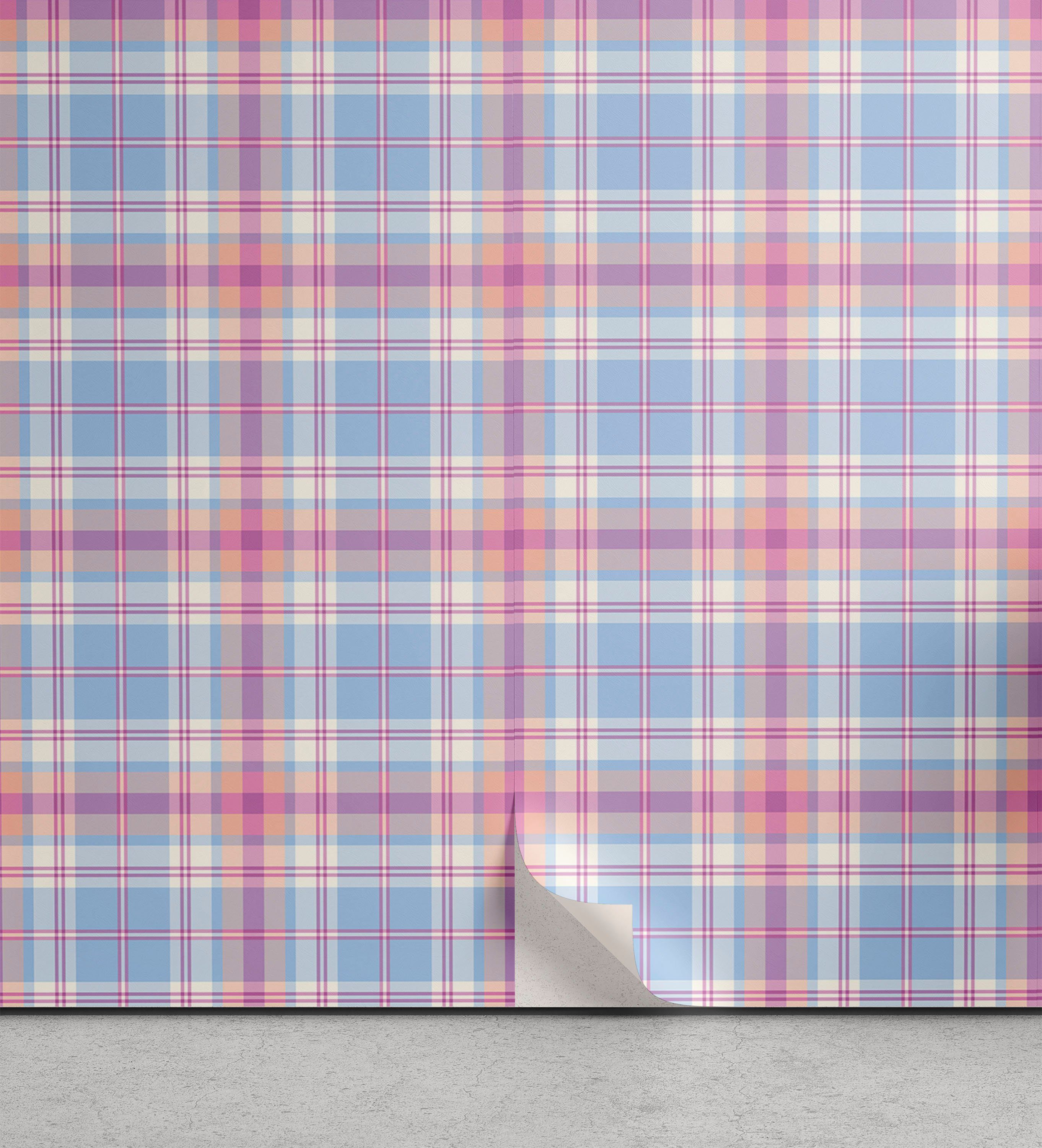 Vinyltapete selbstklebendes Abakuhaus Wohnzimmer Küchenakzent, Pastell Weinlese-Plaid-Muster