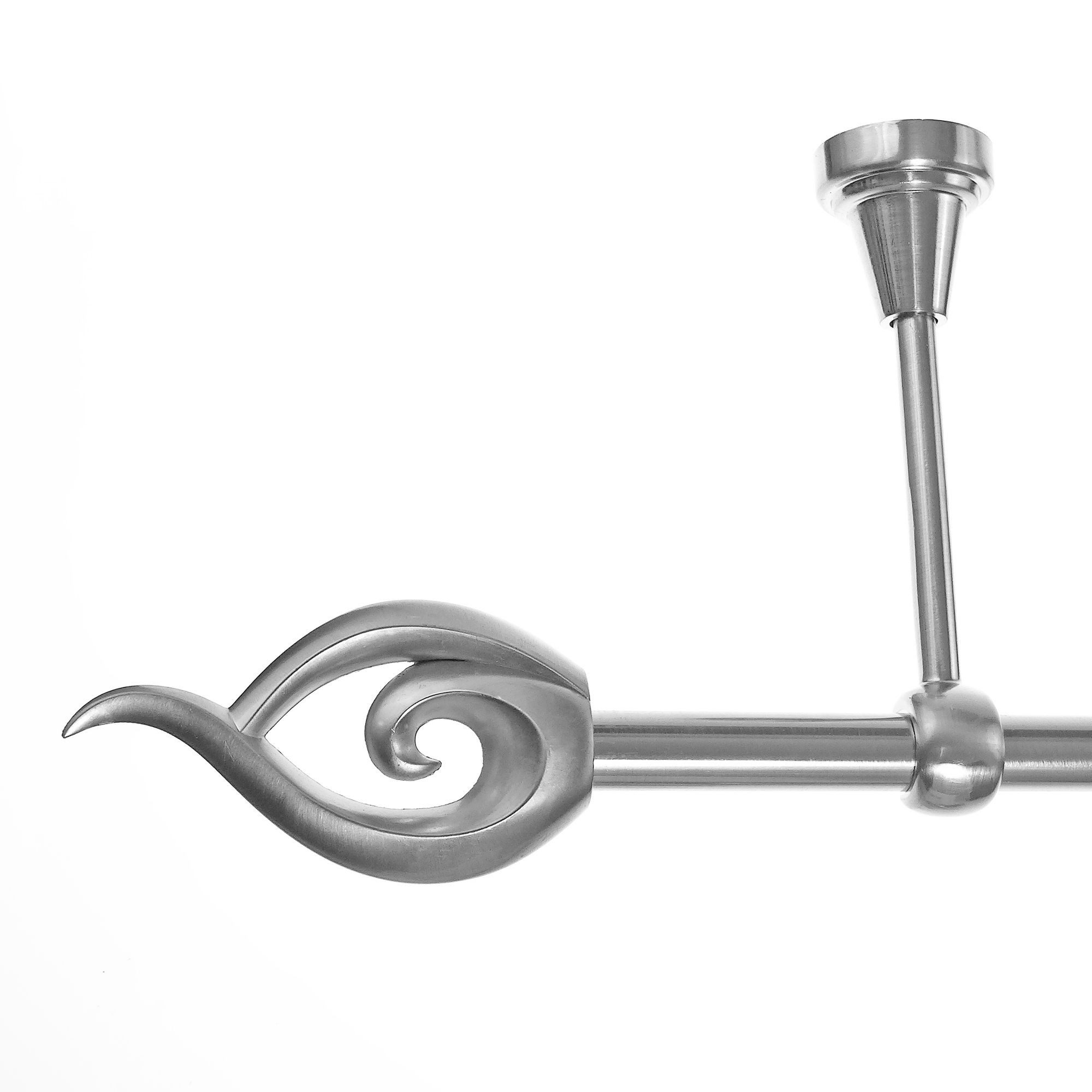 BASIT Gardinenstange Rohr Edelstahloptik 16 mm mit Deckenträgern 200 cm E24, Ø 16 mm, 1-läufig, verschraubt, Metall, D14 200 cm E24 Flamme