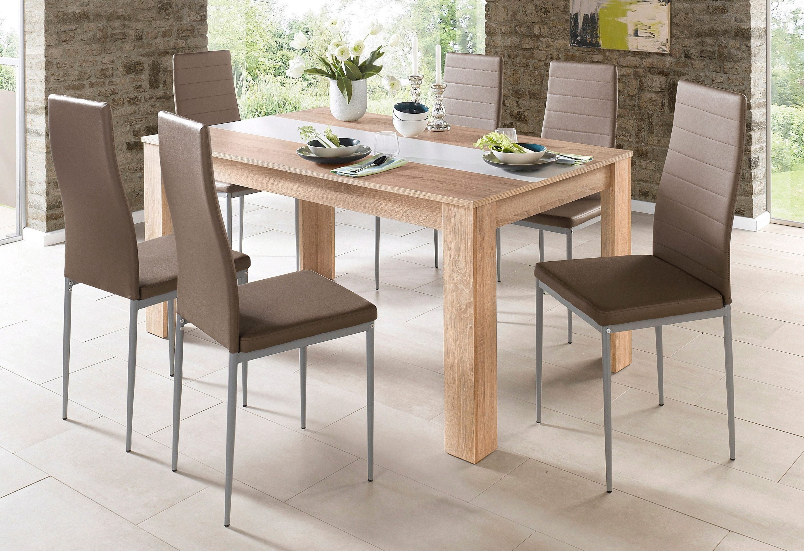 Homexperts Essgruppe, (Set, 5-tlg) sägerau/cappuccino eichefarben