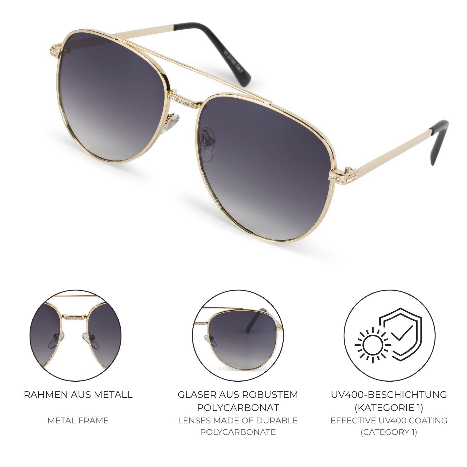 styleBREAKER Sonnenbrille Piloten Sonnenbrille mit Strass (1-St) Gradient – Bild 5 von 5