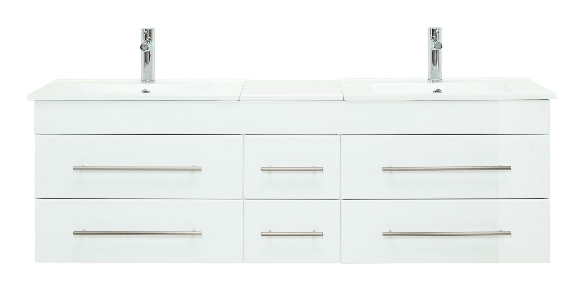 Magnolia Home Waschtisch Badmöbel Milano XL 172cm Doppel- Waschtisch SoftClose weiss hochglanz