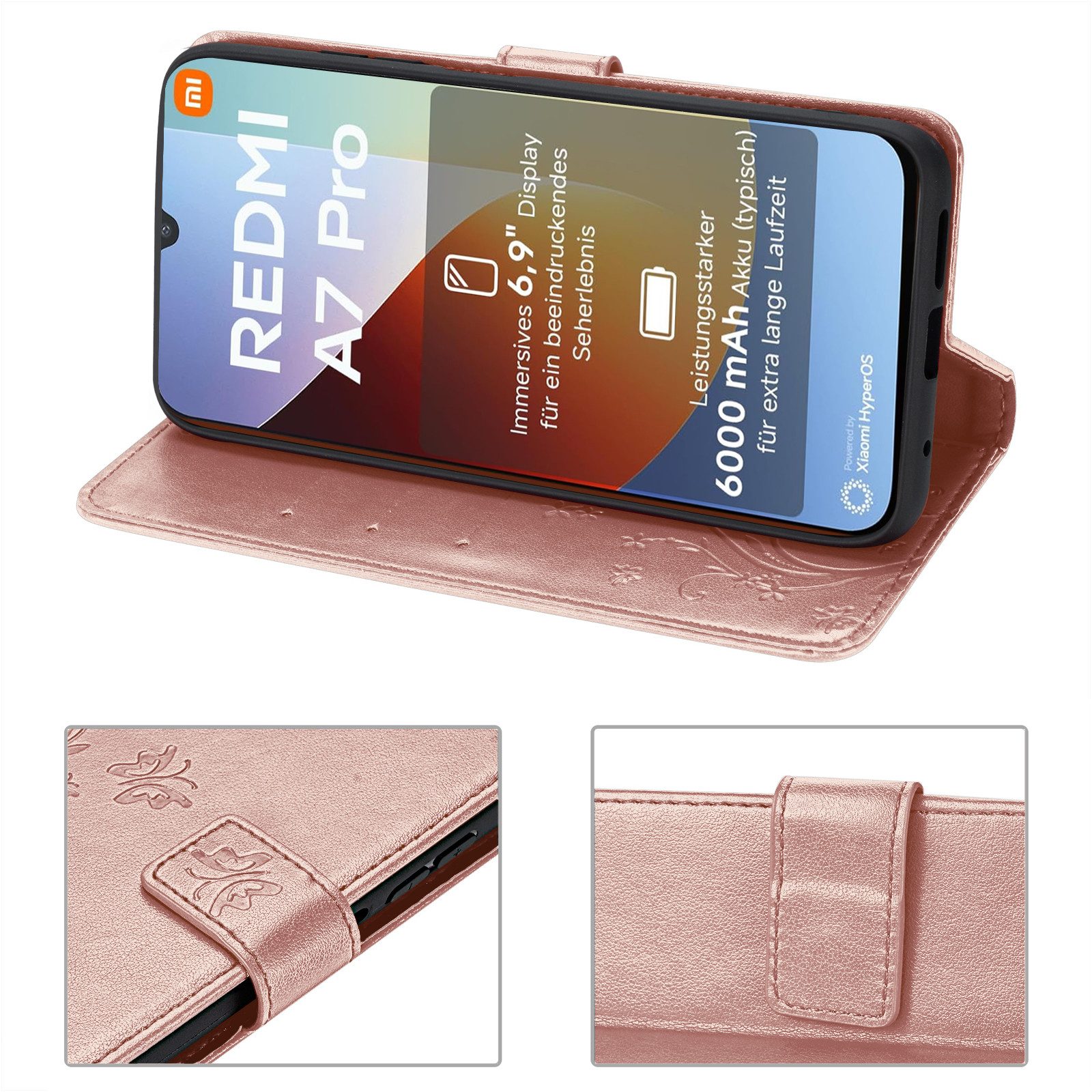 betterfon Handyhülle für Xiaomi Modelle Hülle mit [Kartenfächern], Bookstyle-Hülle: Magnetverschluss 3 Kartenfächer & Standfunktion – Bild 5 von 5