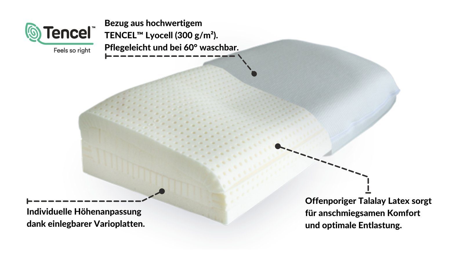 DormiGood Nackenstützkissen Latex, Orthopädisches Kopfkissen, Extra günstig online kaufen