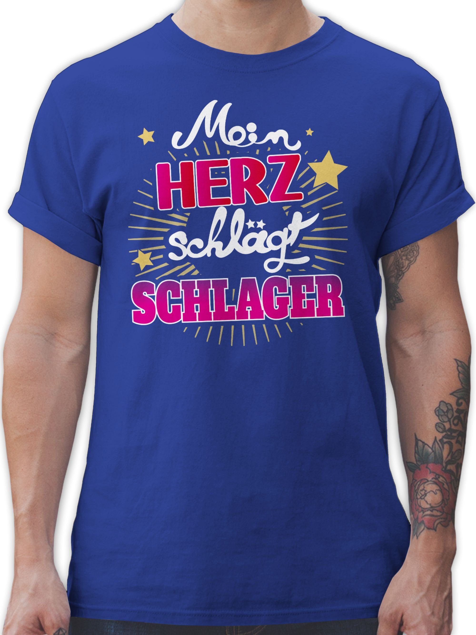 Shirtracer T-Shirt Mein Herz schlägt Schlager Schlager Party Outfit 02 Royalblau