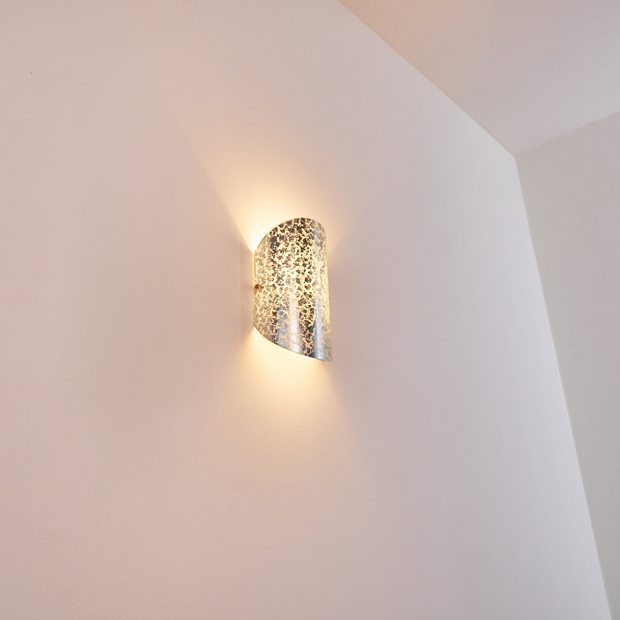moderne Wandlampe Lichtspiel Down-Effekt Wand, in Up mit aus ohne der 1xE14, an Wandleuchte & Glas Innen »Argallo« mit hofstein Leuchtmittel, Silber,