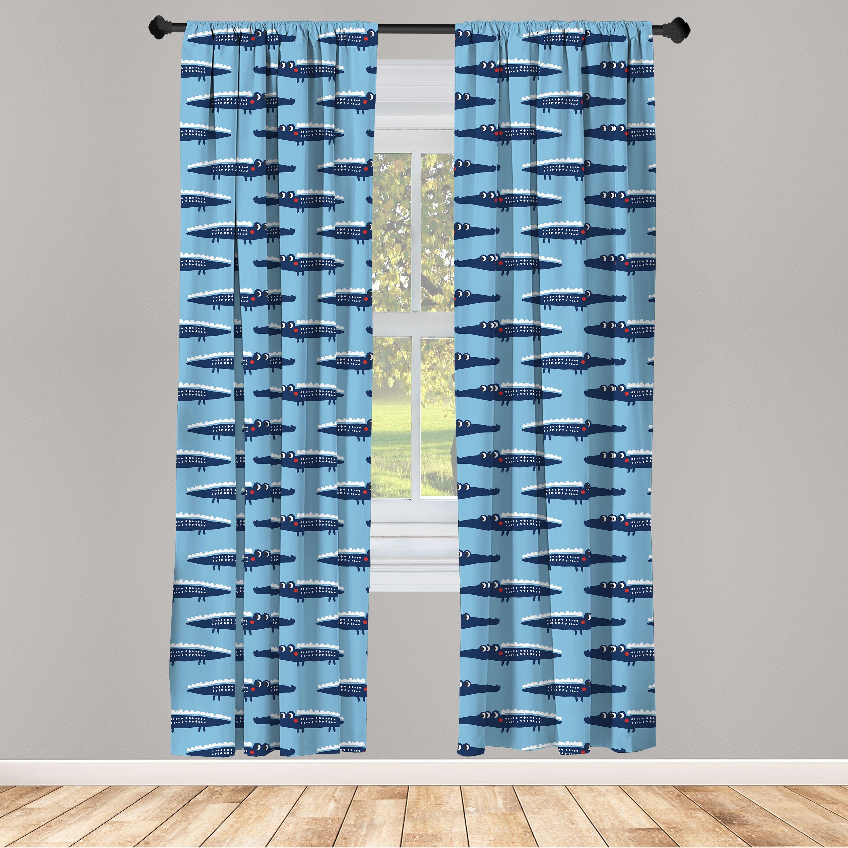 Gardine Vorhang für Schlafzimmer Gators Wohnzimmer Funny Krokodil Cartoon Microfaser, Dekor, Abakuhaus