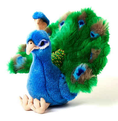 Uni-Toys Kuscheltier Pfau - verschiedene Größen - Plüsch-Vogel - Plüschtier, zu 100 % recyceltes Füllmaterial