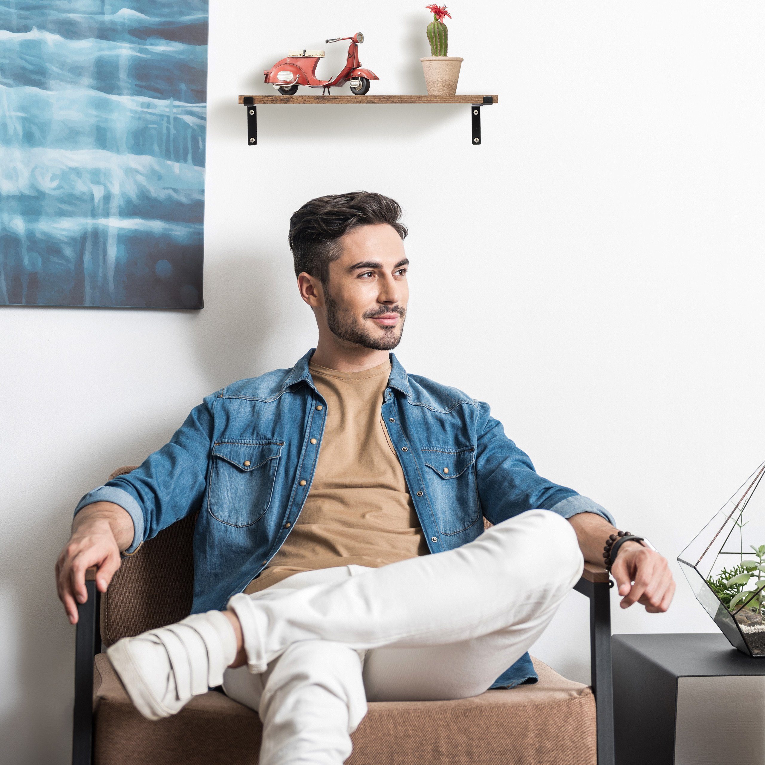 relaxdays Wandregal industrial im 2er Set, 2-tlg. – Bild 3 von 5