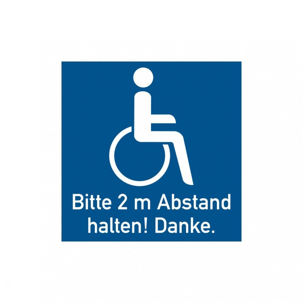 Hinweisschild Fahrzeugaufkleber, Rollstuhlfahrer, 2m Abstand halten!, Folie