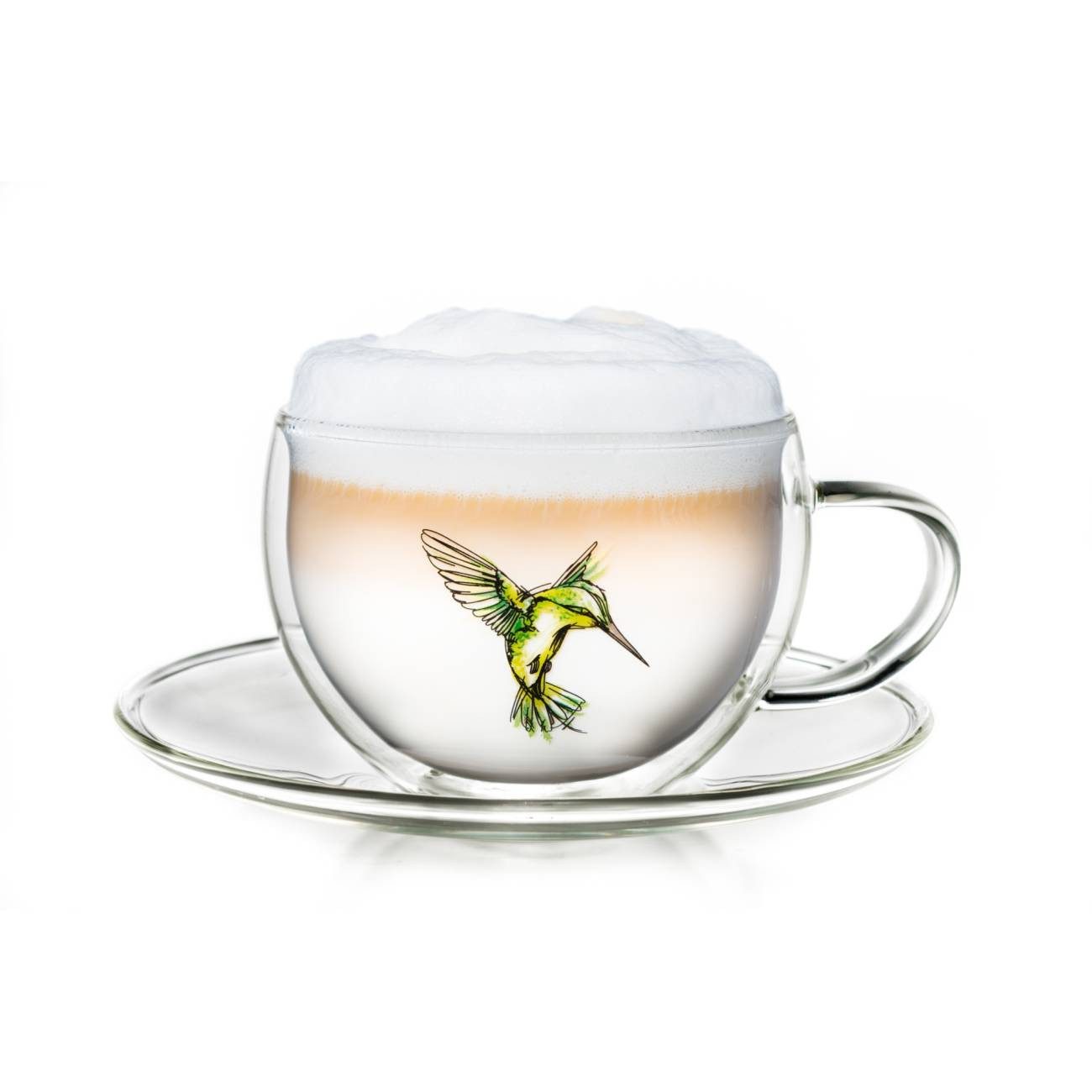 Teeglas Thermo Tasse mit Untersetzer “Grün” 250ml