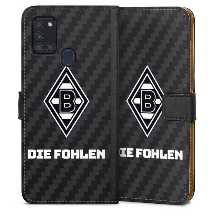 DeinDesign Handyhülle Borussia Mönchengladbach Carbon Gladbach Die Fohlen Carbon Samsung Galaxy A21s Hülle Handy Flip Case Wallet Cover