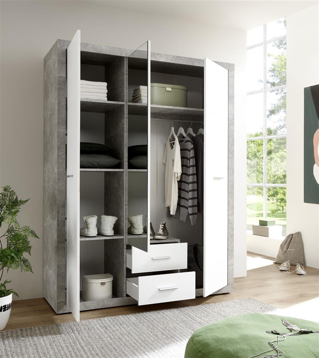 möbelando Kleiderschrank Stern 151 x 198 x 55 cm (B/H/T)