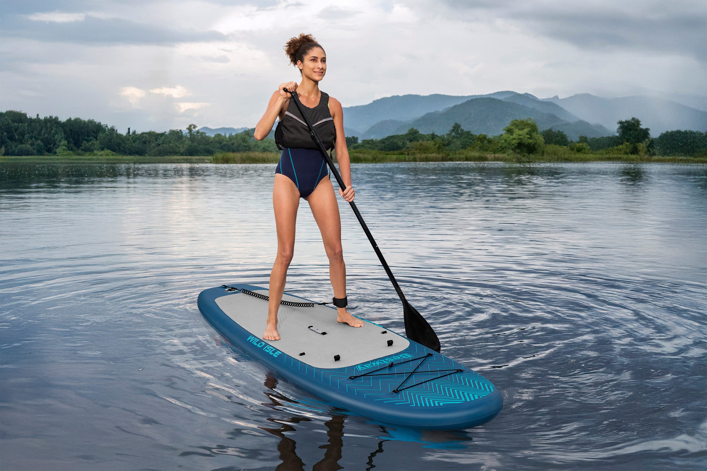 Bestway SUP-Board Wild Isle™, Freizeit, (Set, Inkl. Sitz, Pumpe, Paddel, Transportrucksack), 305 x 84 x 15 cm