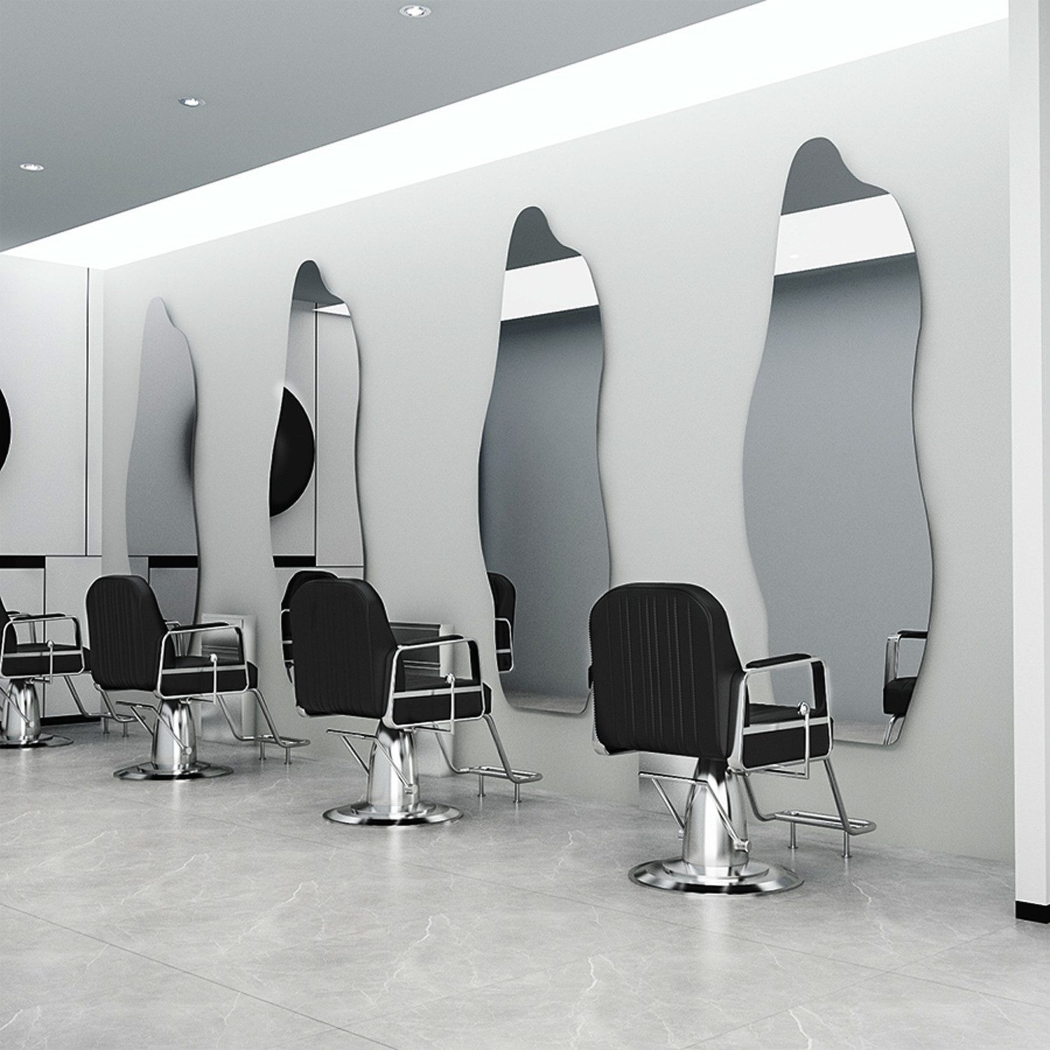 Hopibath Wandspiegel Asymmetrisch Ganzkörperspiegel groß für Friseurladen Hotel 165x60cm (Dekospiegel Rahmenlos 165x60cm, 1-St., 5mm HD Glas, mit Metall Haken, Splitterschutzfolie), für Friseursalon, Schönheitssalon, Beauty Studio