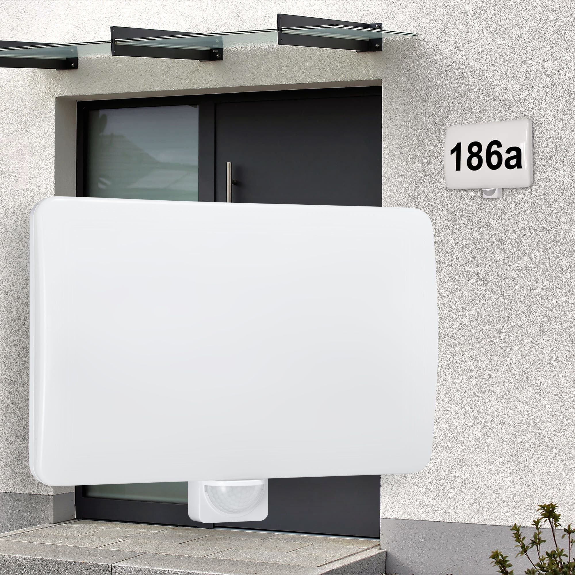 Maxkomfort LED Außen-Wandleuchte MAXOR Hausnummernleuchte, LED fest integriert, Neutralweiß, 4000K, Hausnummer beleuchtet