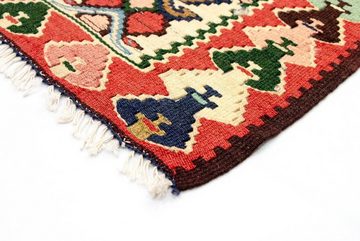 Wollteppich Kelim Teppich handgewebt mehrfarbig, morgenland, rechteckig, Höhe: 5 mm, Kurzflor