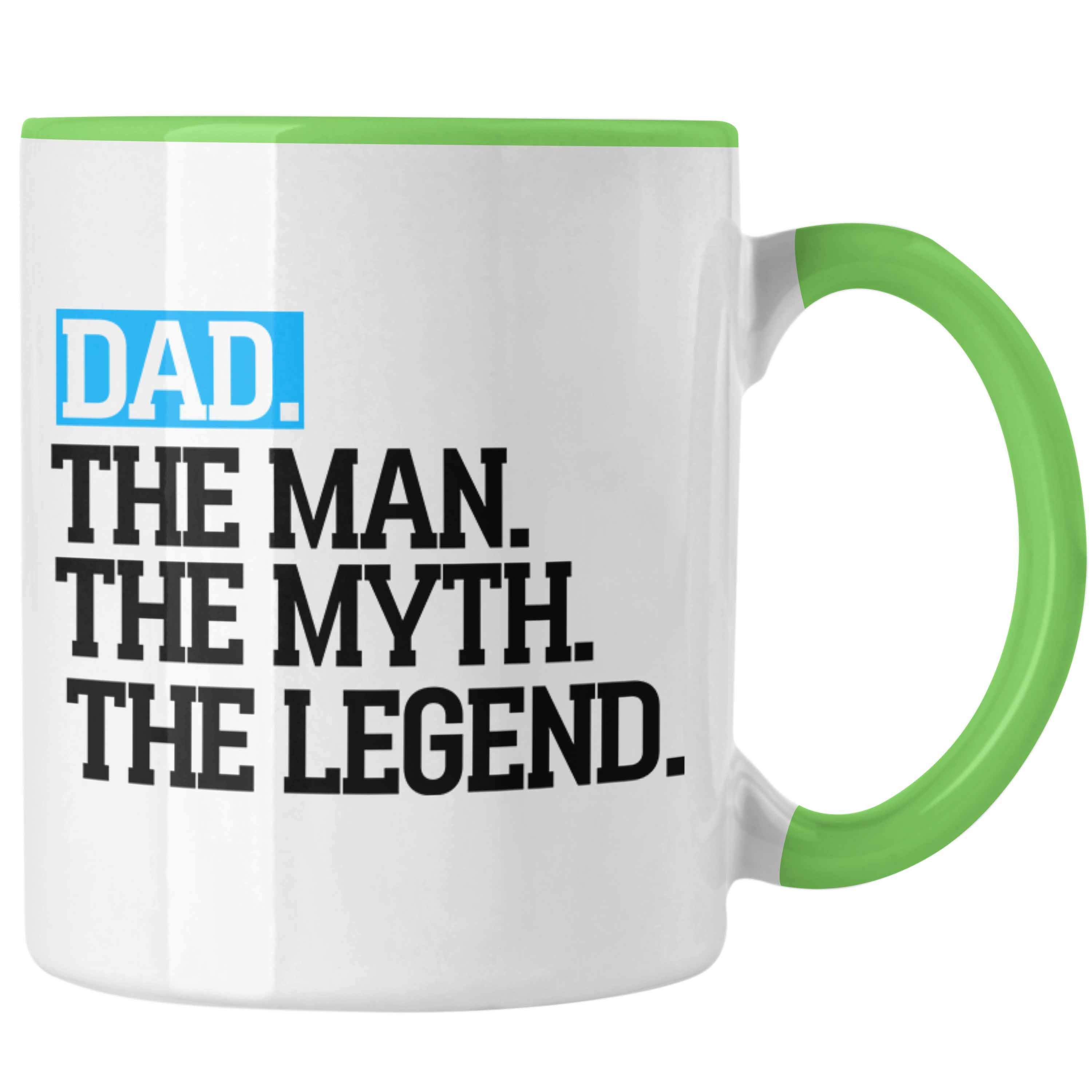 Trendation Tasse Tasse für Vater Lustig "Dad The Man The Myth The Legend" Vatertag Spru Grün