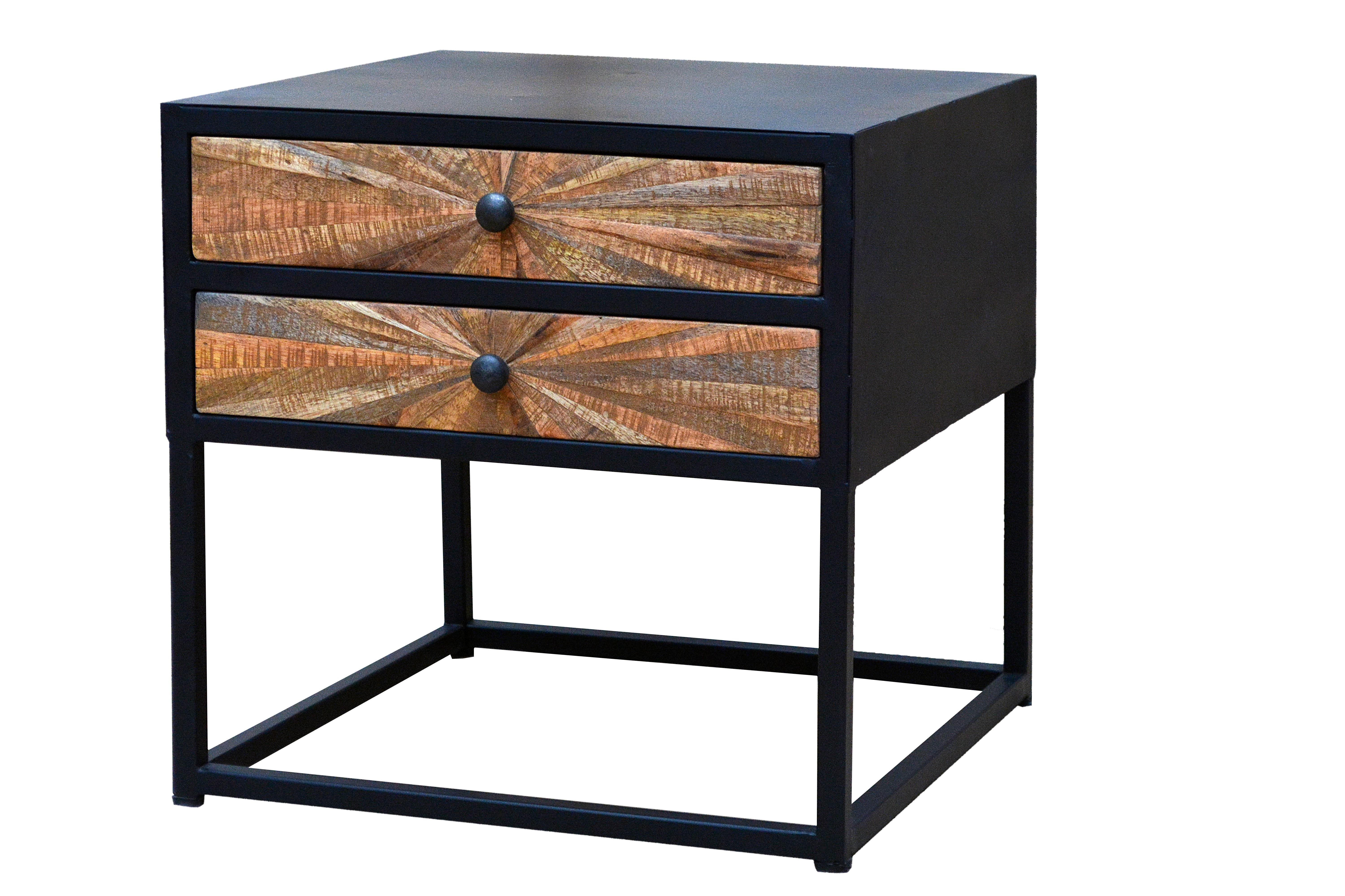 loft24 Nachtschrank Tanay Nachttisch, Beistelltisch, 2 Schubladen, Mangoholz