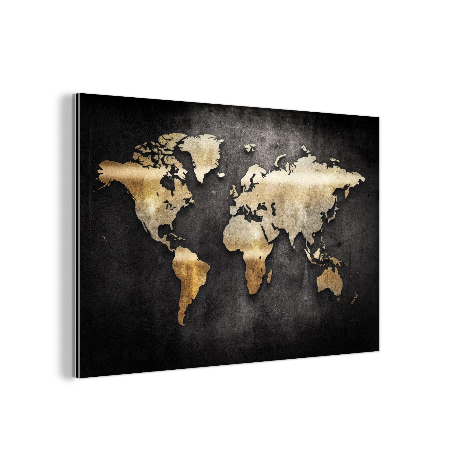 MuchoWow Metallbild Weltkarte - Gold - günstig online kaufen