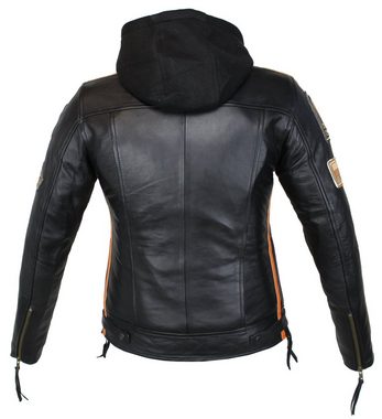 Alpha Speeds Motorradjacke Damen Lederjacke Freizeit Biker Highway Jacke (mit einem trennbaren Kapuze) aus einem weichem Lammleder, inklusive Protektoren