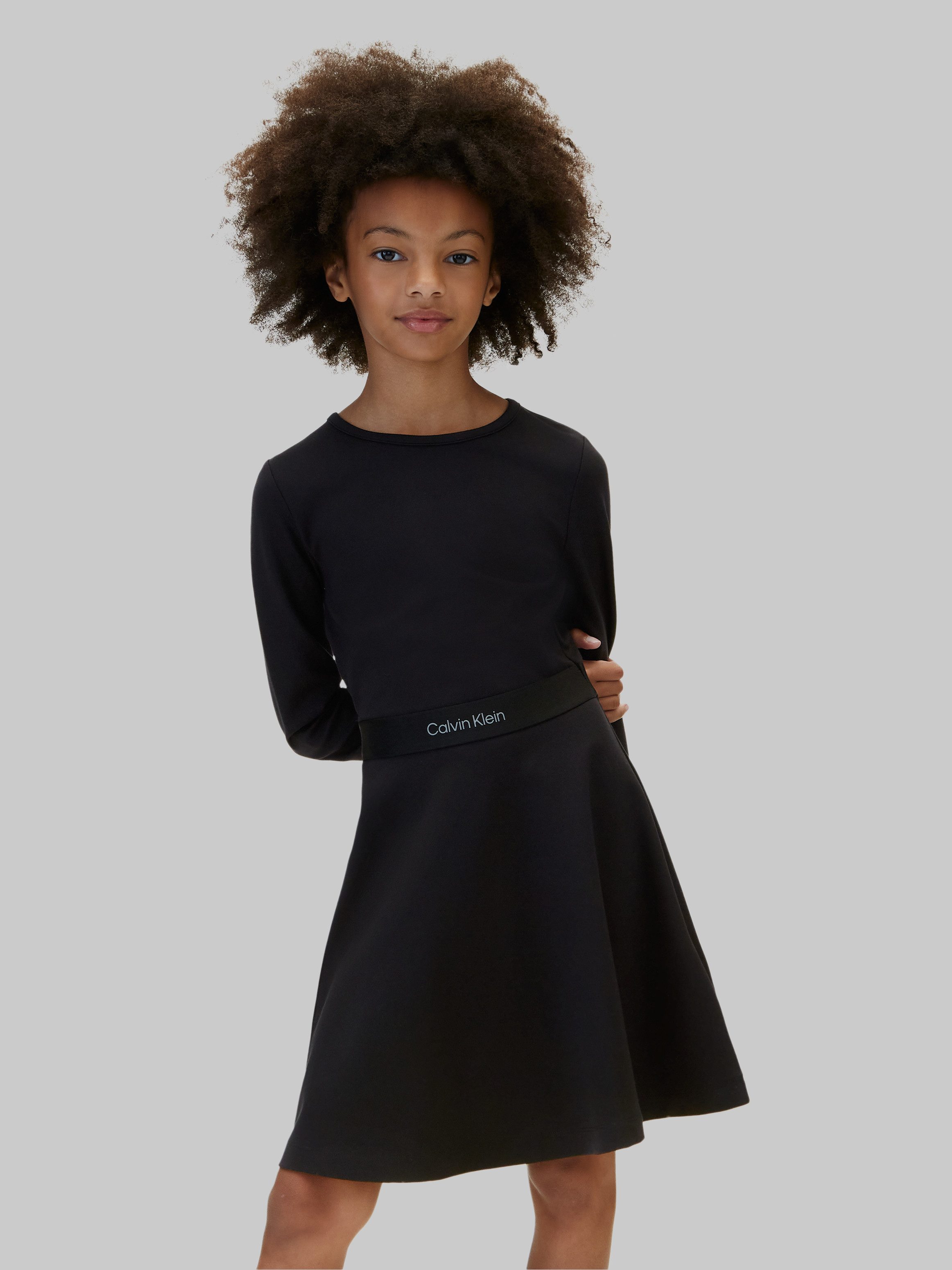 Calvin Klein Jeans Midikleid LOGO TAPE PUNTO LS DRESS Regular fit, Logoschriftzug
