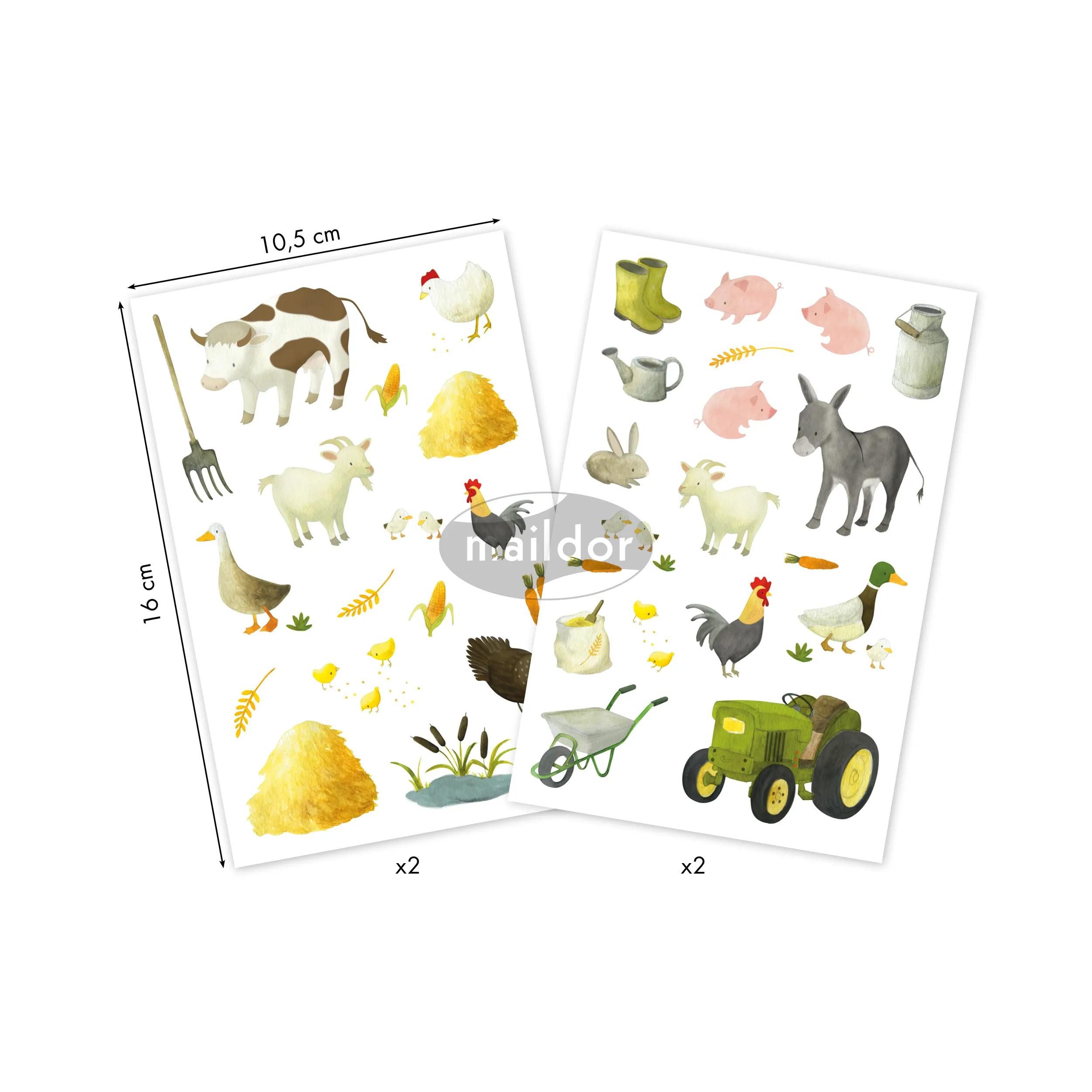 maildor Sticker 10x Mimi Stick', 4 Stickerbogen 10,5x16cm, Bauernhof Mehrfarbig AE020O, My Mandarine