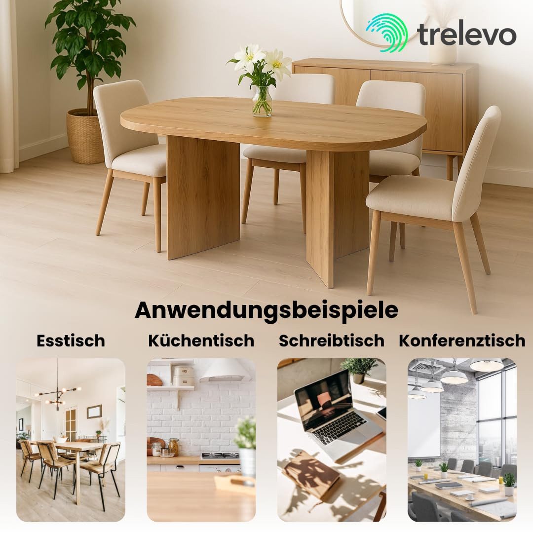 Trelevo® Esstisch Esszimmertisch 160x90 cm, Wildeiche-Optik, günstig online kaufen