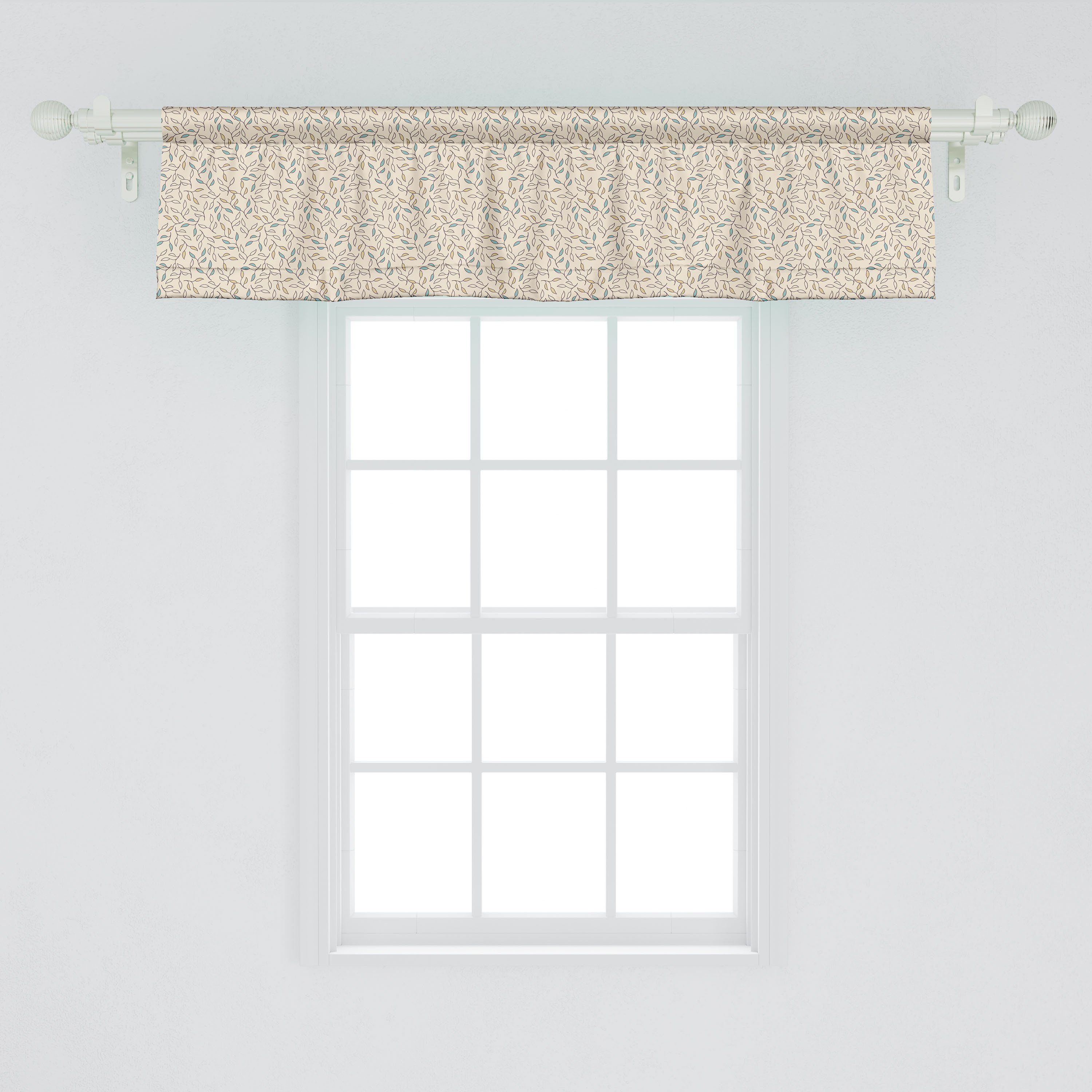 Scheibengardine Vorhang Volant für Küche Abakuhaus, Schlafzimmer Microfaser, Stangentasche, Retro-Motiv Natur Zweige mit Dekor Leafage