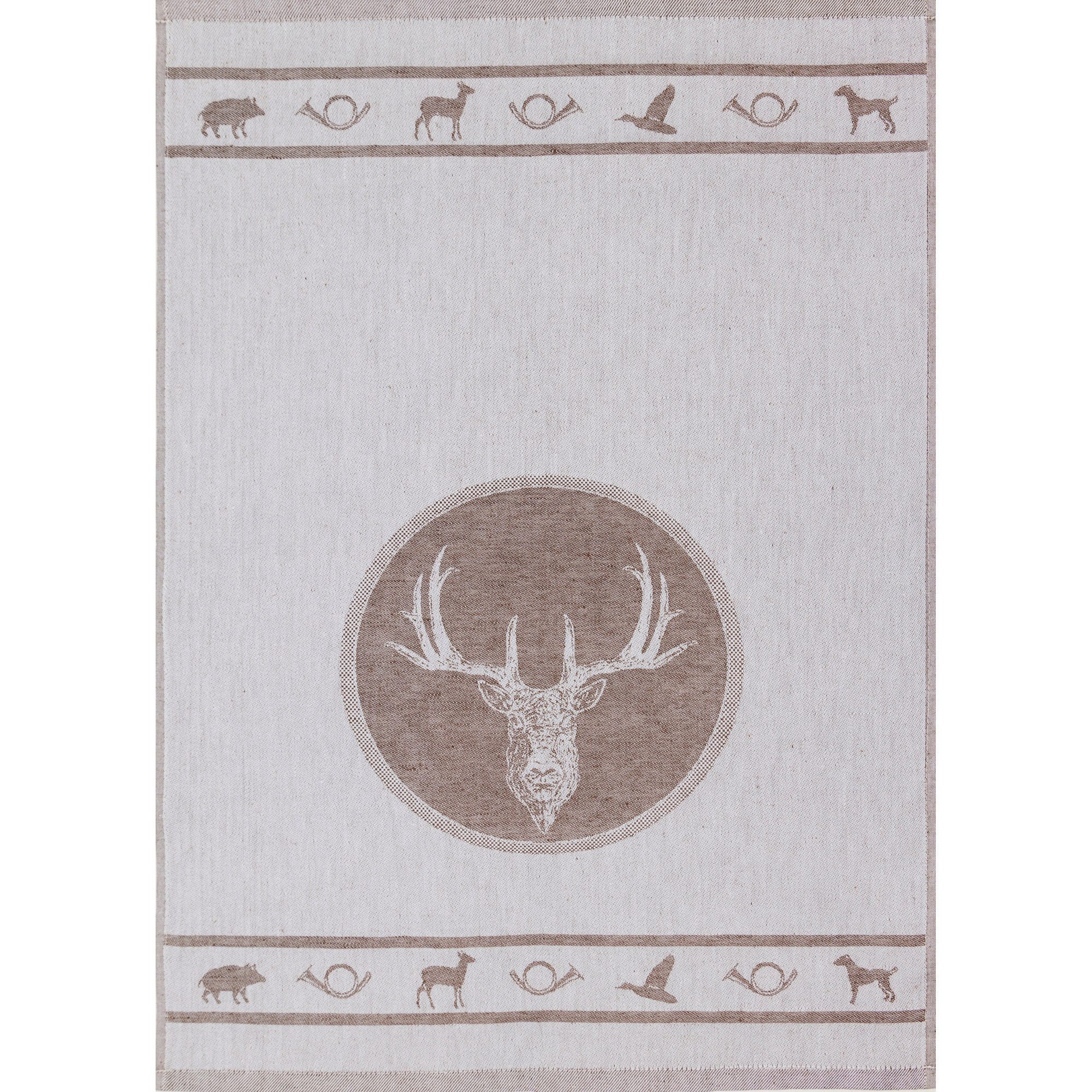 Kracht Geschirrtuch Geschirrtuch "Jagd" 3er-Pack, Halbleinen Motiv